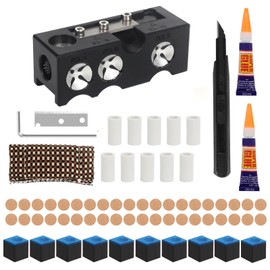 Vefungyan Pool Cue Tip Replacing Kit: 11-in-1 Billiards Pool Cue Tips Shaper with 40pcs 13mm cue Tips and 10 Chalk Cubes