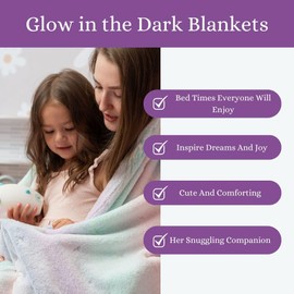 100 UNICORNS Glow in The Dark Unicorn Blanket | Ultra Soft | A Plush, Cozy & Fluffy Throw | Fun Gift for The Birthday Girl | Great Addition to Your Kids or Baby Bedroom Decor and Toys | Rainbow