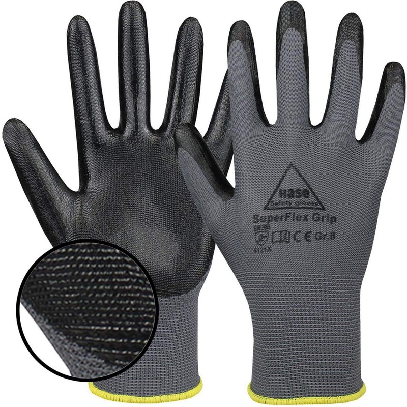 10 Pairs Rabbit Safety Superflex Grip Nitrile Work Gloves, Non-Slip