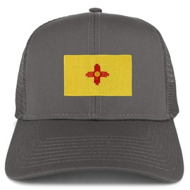 Armycrew XXL Oversize New New Mexico State Flag Patch Mesh Back Trucker Cap - Charcoal