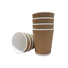 We Can Source It Ltd - 12oz. Kraft Ripple Paper Cups - Eco-Friendly Drinkware 100% Biodegradable Compostable Recyclable - Great for Tea, Coffee, Hot Drinks - 400 Pack