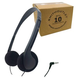 SmithOutlet 10 Pack Low Cost Headphones for School/Library/Classrooms