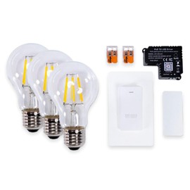 PoE Texas - PoE Lighting Plug and Play Kit with 24V LED Driver, 3x 2700K 6W LED Light Bulbs, Wireless Light Switch - Efficient 6 Watt LED Light Bulbs, 40 Watt Equivalency, Soft Warm White A19 Bulb
