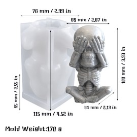 3D Skull Candle Mold Column Silicone Resin Mold for Aromatherapy Candles Resin Casting Homemade Soap Wax Making Polymer Clay DIY Craft (Don't Watch)