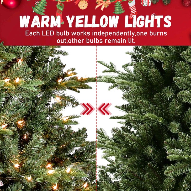 Makeatree 4FT Prelit Artificial Christmas Tree Premium Spruce Fake Xmas