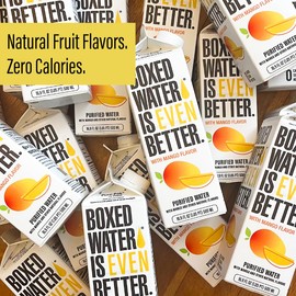 Boxed Water 16.9 oz. (12 Pack) Mango Flavored Water - Purified Drinking in Boxes – Zero Calories & Sugar Free, More Sustainable than Premium Plastic Bottled