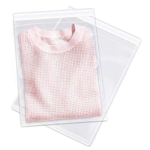 Spartan Industrial - 9" X 12" (1000 Count) Crystal Clear Resealable Polypropylene Poly Bags for Packaging, Clothing & T Shirts - Self Seal & Reinforced