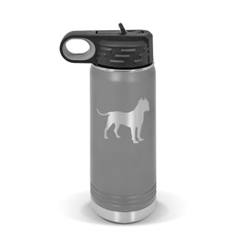 RDW American Staffordshire Water Bottle 20 oz - Laser Engraved w/Flip Top Removable Straw - Polar Camel - Stainless - Vacuum Insulated - Drinkware - Dog Canine pet Amstaff - Gray