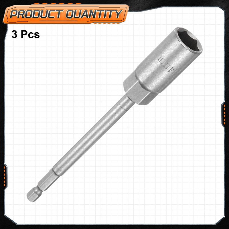 sourcing map 3pcs Nut Driver Drill Bit 14mm Metric Impact