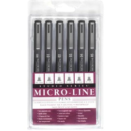 PETER PAUPER PRESS Studio Series Micro-Line Pigment Ink Pen Set (Set of 6)