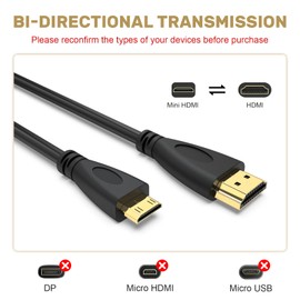 Camera Mini HDMI to HDMI Cable Cord Wire Compatible with Nikon D7100/D6/D5/D850/D810A Sony HDR-XR500 Canon EOS RP/D80/90D/80D Cameras, High Speed 4K 60Hz HDMI 2.0 Cable, 4.9FT