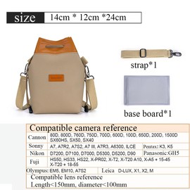 Hosoncovy Digital Camera Bundle Bag Storage Bag Travel Case Single Shoulder Camera Bag Camera Case for Canon Nikon Sony SLR DSLR Small Micro Cameras and Telephoto Lens Camera (Khaki, M)