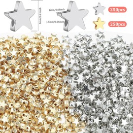 MEZOKUCEL 500 Pieces Star Spacer Beads, 6mm Acrylic for Jewelry Bracelet Making, Charm Loose Beads Bulk for DIY Crafting (Gold, Silver)