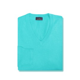Brooks Brothers Mens Combed Cotton V-neck Sweatshirt Sweater, (Medium, 208399 Seafoam Green)