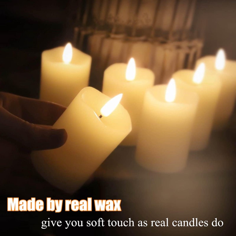 Eywamage Ivory Flameless Votive Candles with Timer Batteries Set of