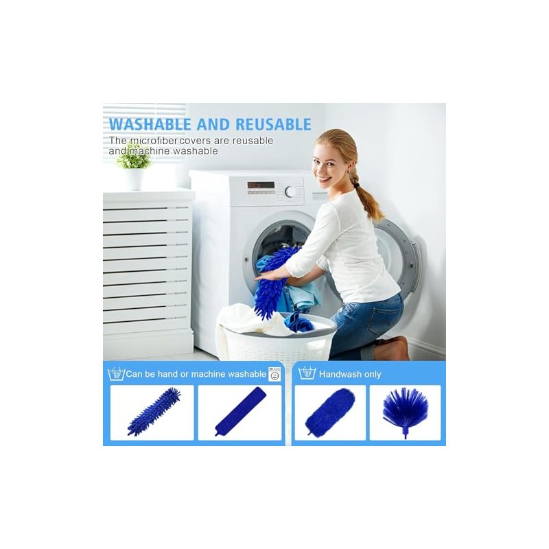 5 en 1 Kit de plumeros, plumeros para limpieza (azul)