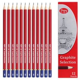 Pepy Graphite Professional Drawing Pencils - Set of 12 6H Pre-Sharpened Black Lead Pencils; Perfect for Drawing, Sketching and Shading, Graphic and Fine Art