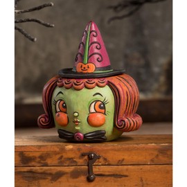 Bethany Lowe Hagatha Witch Hollow Head Container, Resin, Multicolor