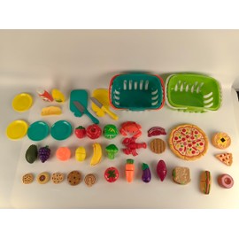 Kidsciety Pretend Play Food Set for Toddlers Kids Kitchen Pretend Cooking Endless Fun Play Kitchen Ideal Birthday for Kids Cuttable Educational Toy 2 Basket Age3+ (85PCS)