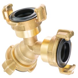 Poppstar Y-Splitter 3/4 Inch with 3-Way Quick Coupling Bayonet Connector for Water Hose (Blank Brass) Compatible with Geka System