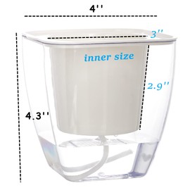 Lyellfe 6 Pack Plastic Self Watering Pots, 4 Inch Clear African Violet Pots for Indoor Plants, Automatic-Watering Planter with Drainage, Wick Rope, Windowsill Gardens, Herb, Orchid