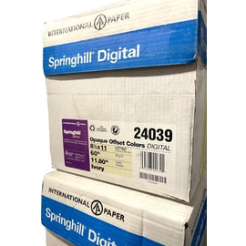 Springhill Digital Opaque Colored Paper Ivory 60 lb 8 1/2" x 11" 5,000/CT