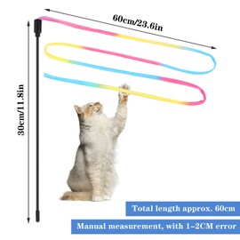AOZUO 3PCS Cat Wand Interactive Toy, Colorful Cat Wand for Indoor Cats String Cat Teaser Wand Ribbon Rainbow Cat String for Most Cats Kittens Training Exerciser Playing