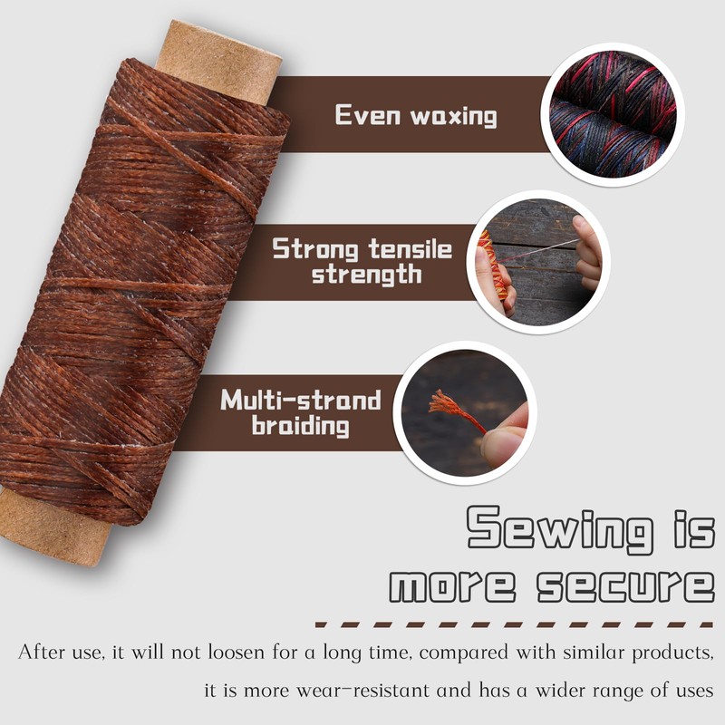 Axmru 10 Pieces Waxed Thread(55 yard/color) Leather Sewing Wax Thread