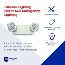 Lithonia Lighting EU2C M6 Emergency Light with 2 LED Lamps, Square, Ivory White