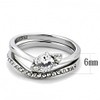 YourJewelleryBox STAINLESS STEEL 3stone SIMULATED DIAMOND RING WEDDING ENGAGEMENT SET