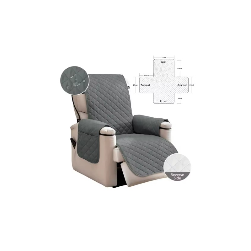 Waterproof Recliner Quilted Cover – Nonslip Furniture Slipcover with Elastic