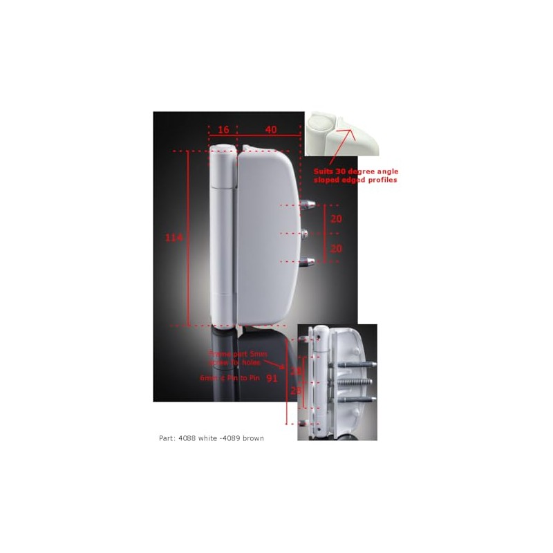 SFS Dynamic 2D Upvc Door Hinge Screw in Pin Angled