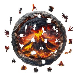 Wooden Puzzle Adult 3D Volcanic Eruption - 295 Pieces Round Puzzle Gift Box Wall Decoration (Adult/Children)