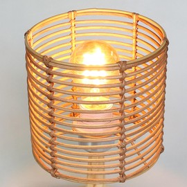 Round Rattan Lampshade Boho, Lampshade for Table Lamp, Hanging and Floor Lamp, All Interiors, Diameter 16 cm (1, Brown Rattan)