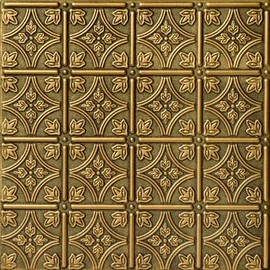 A La Maison Ceilings R125 Emma's Flowers Foam Glue-up Ceiling Tile (128 sq. ft./Case), Pack of 48, Antique Gold