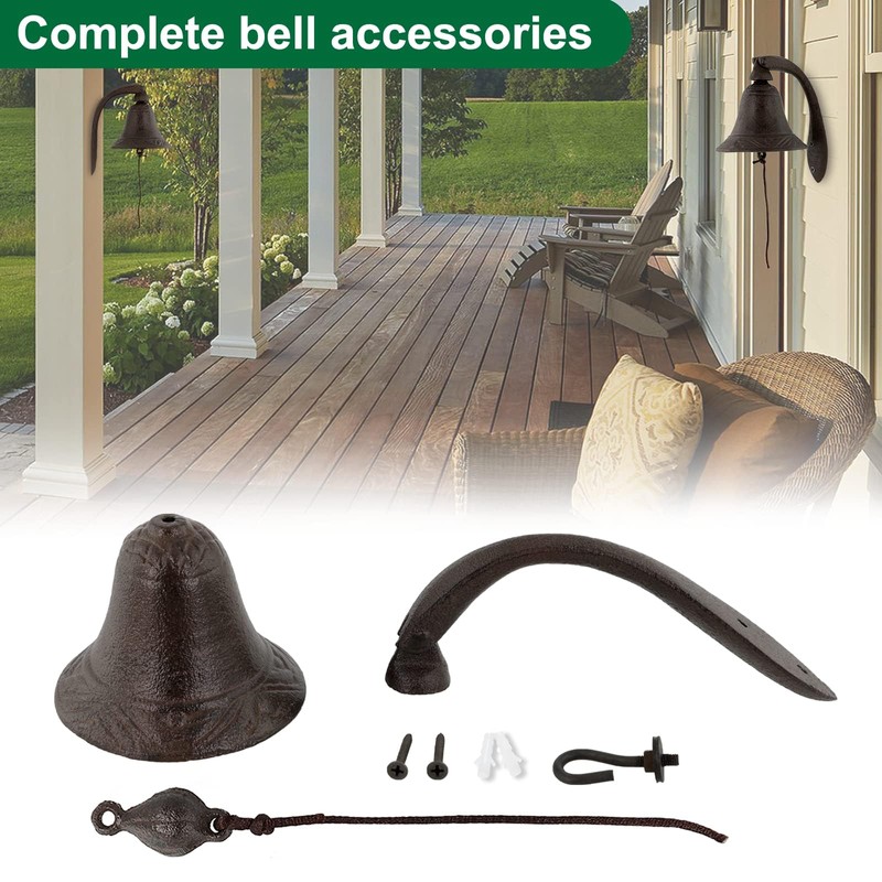 Retro Cast Iron Dinner Bell, Farmhouse Outdoor Doorbell, Yard/Garden Decorative