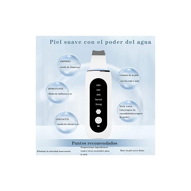 Depurador de Piel Facial, Limpiador Facial Ultrasónico, con 5 Modos