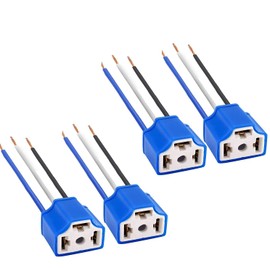Biqing 4Pcs H4 Scoket, H4 Wiring Harness Plug 9003 Wire Connector Female Pigtail Heavy Duty Ceramic Socket 14AWG HB2 Adapter Tool for H4 Led Headlight Car Truck Boat Marine Fog Light Retrofit