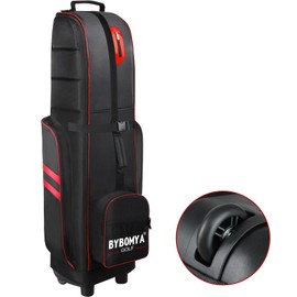 BYBOMYA Soft-Sided Golf Travel Bag Padded Heavy Duty 1680D Oxford Travel Golf Bags with Wheels for Airlines Wear and Abrasion Resistant Travel Golf Bags for Airlines Unique Base Design