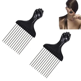 Afro - Cepillo de pelo rizado con inserto de cepillo rizado, tenedor rizado, tenedor de pelo rizado, tenedor antiestático, herramienta de peinado de salón - 2 unidades