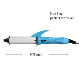 BERTA Mini Hair Curler for Travel 25mm Diameter Ceramic Hair Curling Wand (Blue)