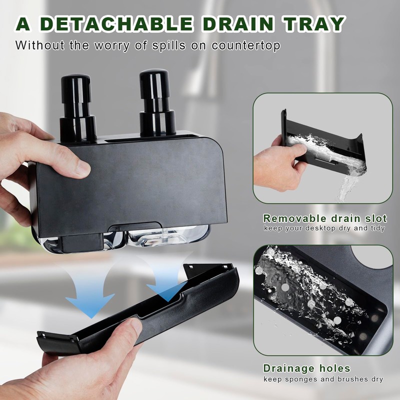 Kitchen Soap Dispenser,Hand and Dish Soap Dispenser and Spong Caddy