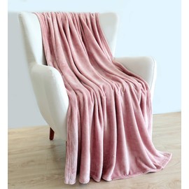 TASTHROW Cuddly Blanket, Soft Fleece Blanket, Sofa Throw, Soft and Warm Bedspread, Living Room Blanket, Couch Blanket (Pink, 130 x 180 cm)