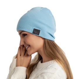 BORAYDA Bluetooth Beanie, HD Stereo, Built-in Mic, Men's/Women's Christmas Electronic Gifts (Fog Blue)