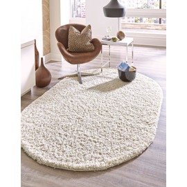 Unique Loom Solid Shag Collection Area Rug (3' 3" x 5' 3" Oval, Pure Ivory)