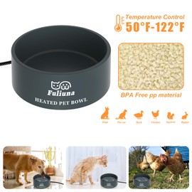Fuliuna Large Heated Water Bowl, Outdoor Heated Dog Bowl with Chew Resistant Power Cord, Thermal Bowl Provide Drinkable Water in Winter, Heated Pet Bowl for Cat Rabbit Chicken Duck Squirrel 0.85 Gal