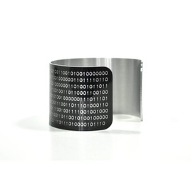 Black Binary Computer Coding Image Aluminium Cuff Bracelet