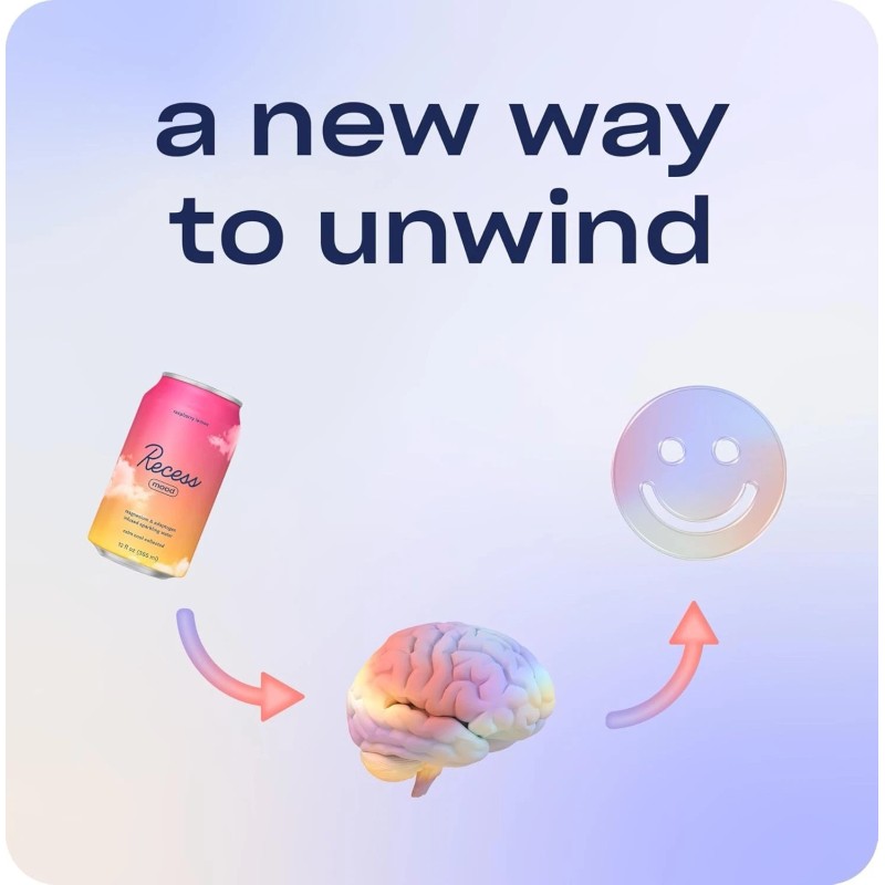 Recess Mood Magnesium Beverage, 12oz Cans, 12-Pack Variety for Elevated