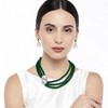 Aheli Pearl Mala Collar verde con pendientes para mujeres Niñas
