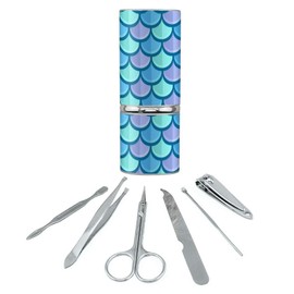 Mermaid Fish Scale Pattern Stainless Steel Manicure Pedicure Grooming Beauty Care Travel Kit